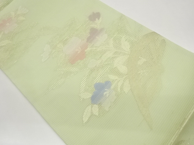 JAPANESE FUKURO OBI FOR SUMMER / WOVEN BALLOON FLOWER